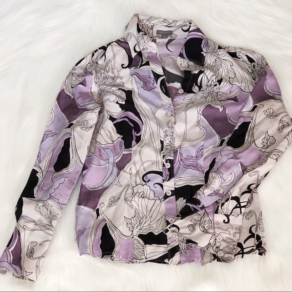 Silky Purple grey and black bottom down shirt